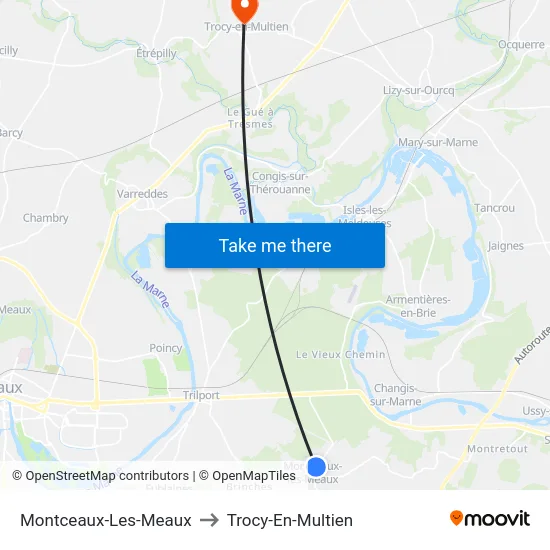 Montceaux-Les-Meaux to Trocy-En-Multien map