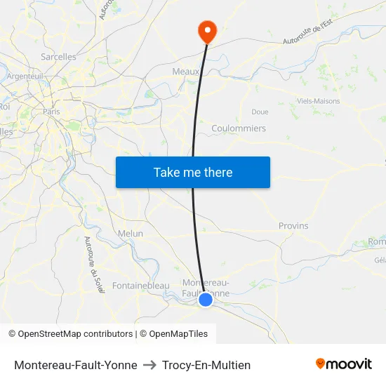 Montereau-Fault-Yonne to Trocy-En-Multien map