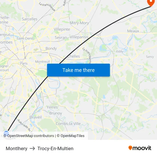 Montlhery to Trocy-En-Multien map