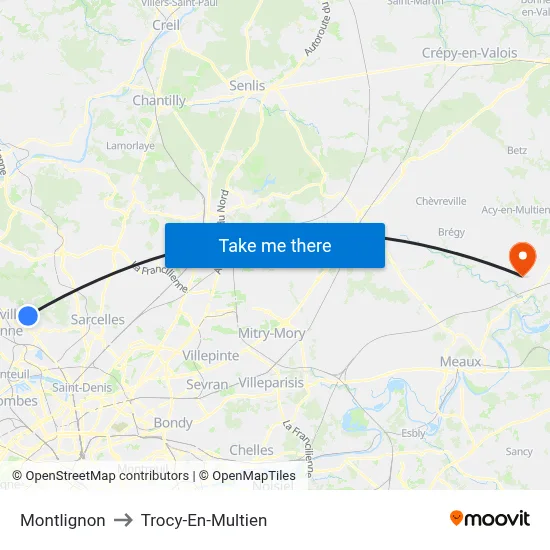 Montlignon to Trocy-En-Multien map