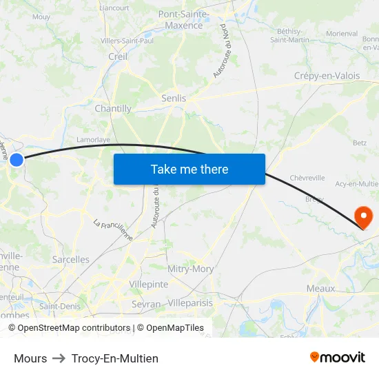 Mours to Trocy-En-Multien map