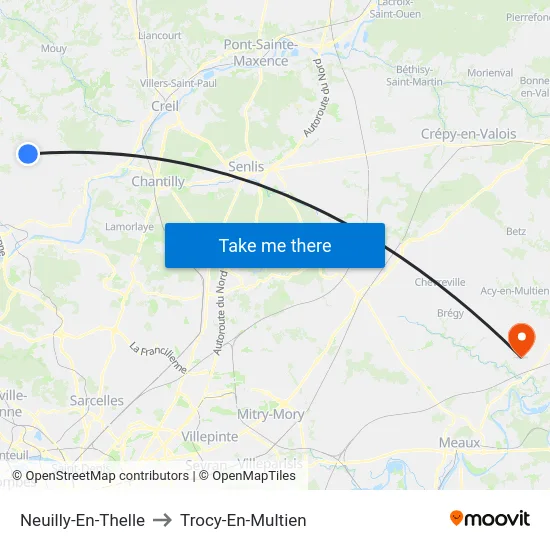 Neuilly-En-Thelle to Trocy-En-Multien map