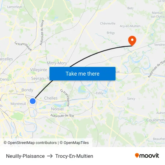 Neuilly-Plaisance to Trocy-En-Multien map