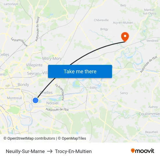 Neuilly-Sur-Marne to Trocy-En-Multien map