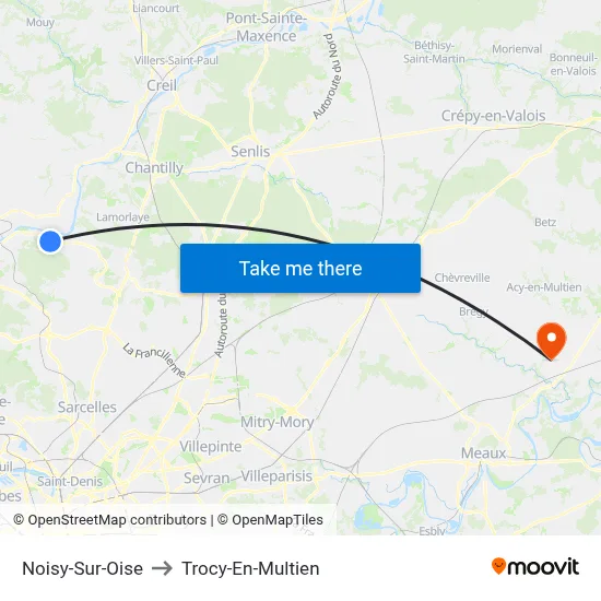 Noisy-Sur-Oise to Trocy-En-Multien map