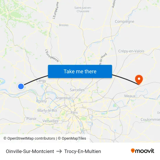 Oinville-Sur-Montcient to Trocy-En-Multien map