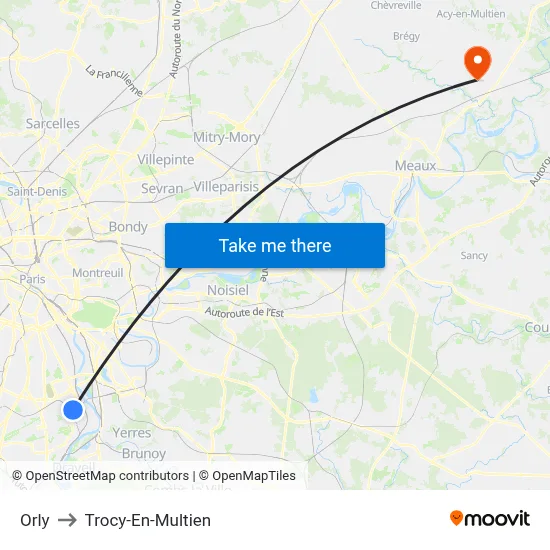 Orly to Trocy-En-Multien map
