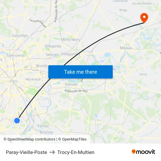 Paray-Vieille-Poste to Trocy-En-Multien map