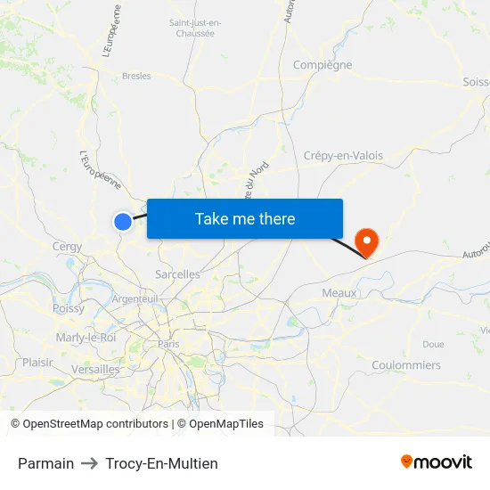 Parmain to Trocy-En-Multien map