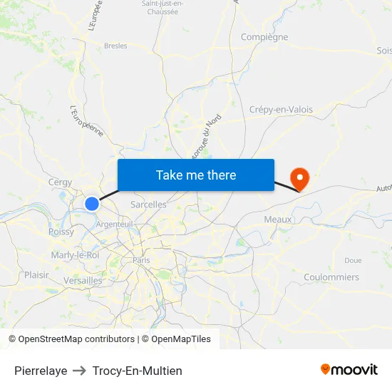 Pierrelaye to Trocy-En-Multien map