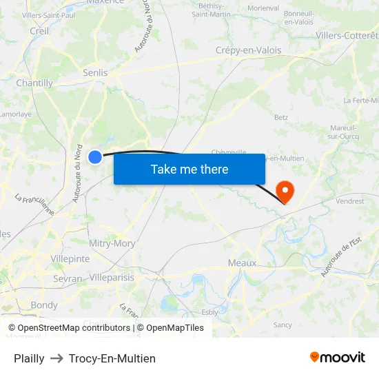 Plailly to Trocy-En-Multien map