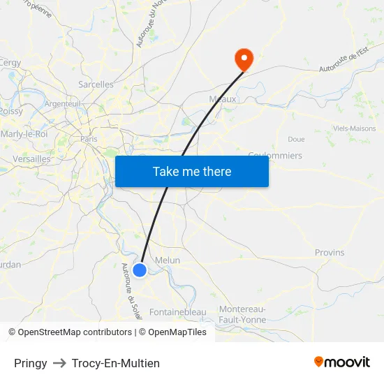 Pringy to Trocy-En-Multien map