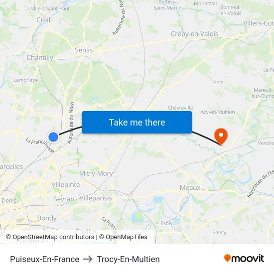 Puiseux-En-France to Trocy-En-Multien map