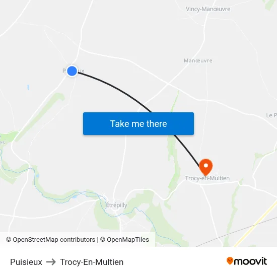 Puisieux to Trocy-En-Multien map