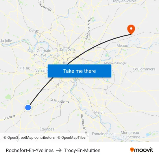 Rochefort-En-Yvelines to Trocy-En-Multien map