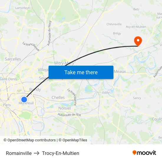 Romainville to Trocy-En-Multien map