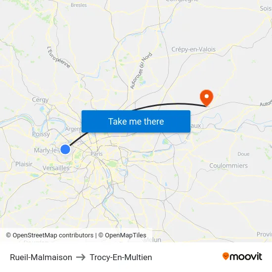 Rueil-Malmaison to Trocy-En-Multien map