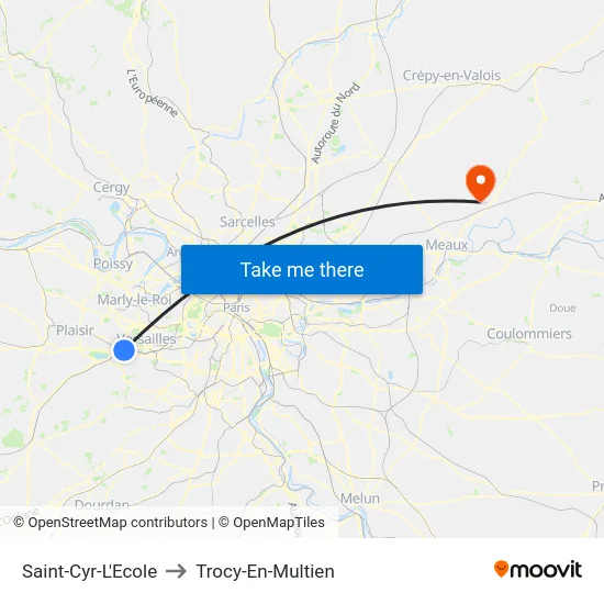 Saint-Cyr-L'Ecole to Trocy-En-Multien map