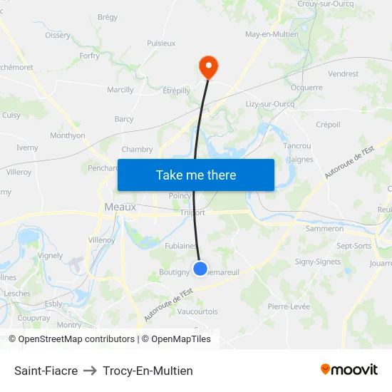 Saint-Fiacre to Trocy-En-Multien map