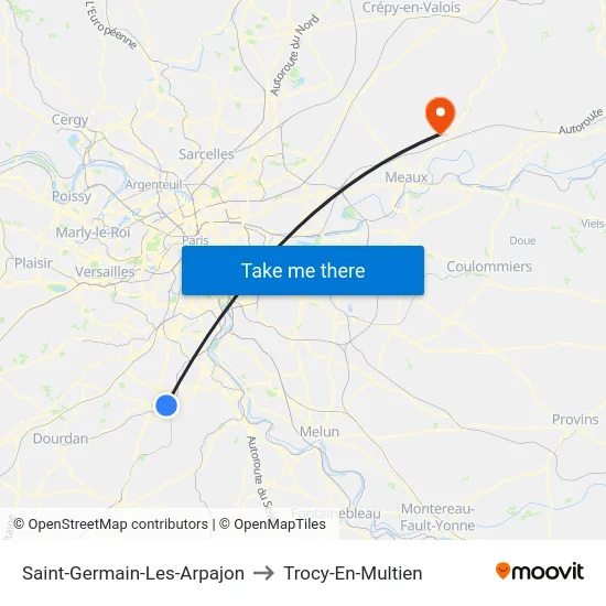 Saint-Germain-Les-Arpajon to Trocy-En-Multien map