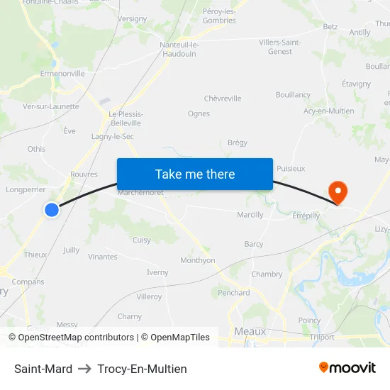 Saint-Mard to Trocy-En-Multien map