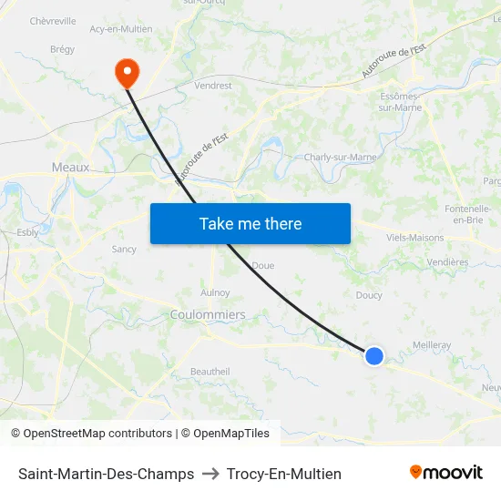 Saint-Martin-Des-Champs to Trocy-En-Multien map