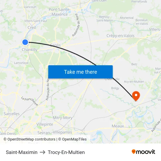 Saint-Maximin to Trocy-En-Multien map