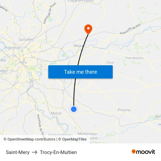 Saint-Mery to Trocy-En-Multien map