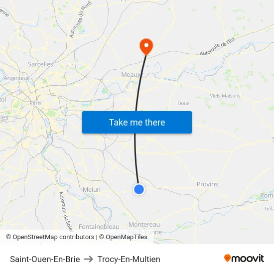 Saint-Ouen-En-Brie to Trocy-En-Multien map