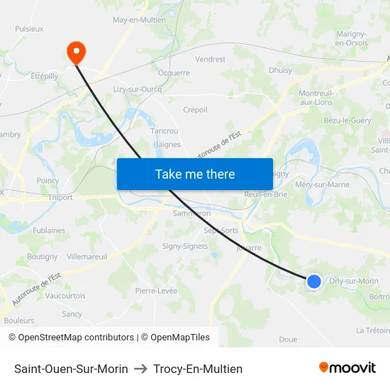 Saint-Ouen-Sur-Morin to Trocy-En-Multien map