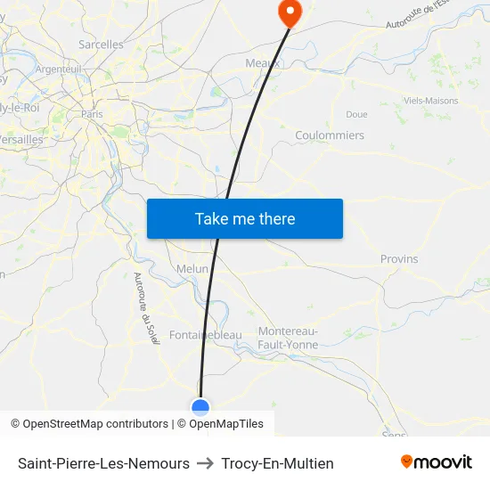 Saint-Pierre-Les-Nemours to Trocy-En-Multien map
