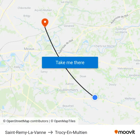 Saint-Remy-La-Vanne to Trocy-En-Multien map