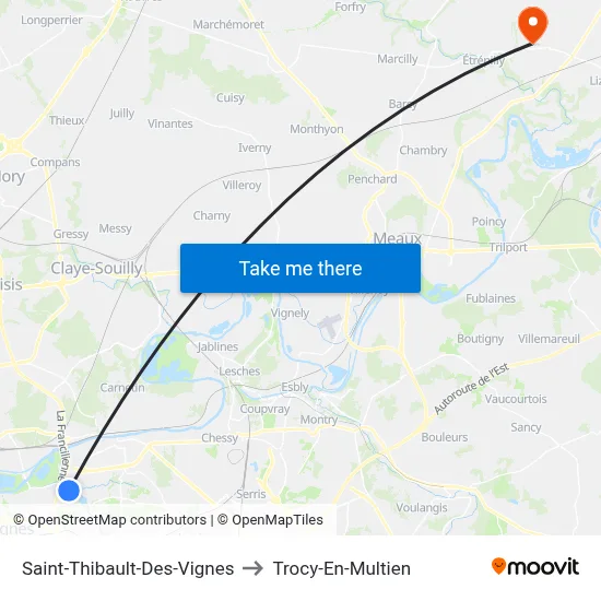 Saint-Thibault-Des-Vignes to Trocy-En-Multien map