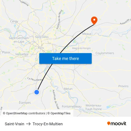 Saint-Vrain to Trocy-En-Multien map