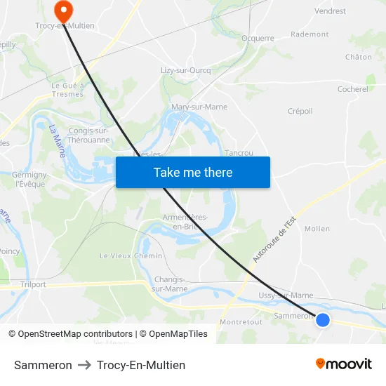 Sammeron to Trocy-En-Multien map