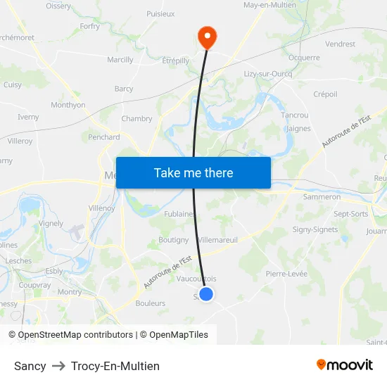 Sancy to Trocy-En-Multien map