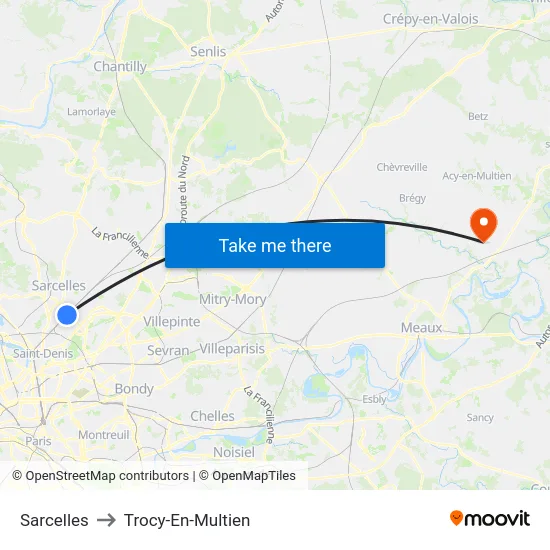 Sarcelles to Trocy-En-Multien map