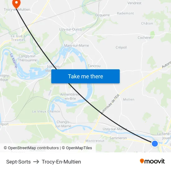Sept-Sorts to Trocy-En-Multien map