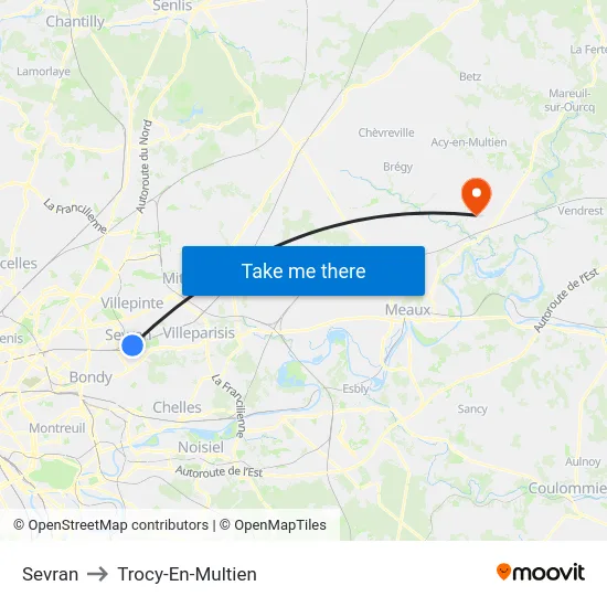 Sevran to Trocy-En-Multien map