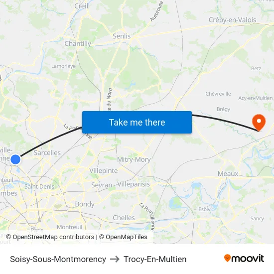 Soisy-Sous-Montmorency to Trocy-En-Multien map