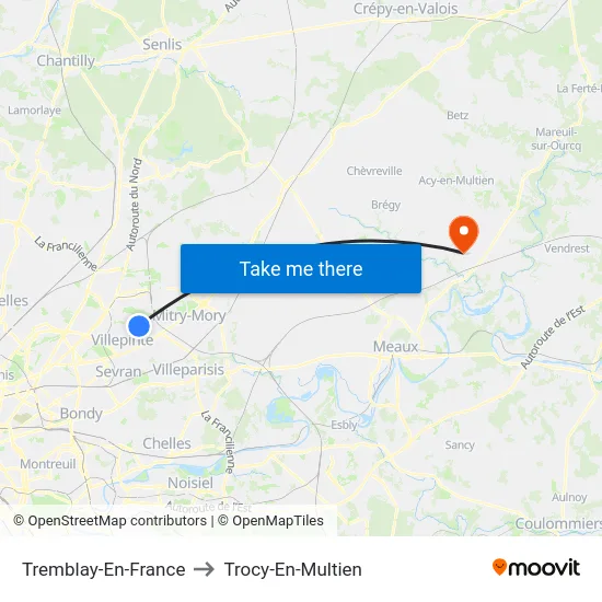 Tremblay-En-France to Trocy-En-Multien map