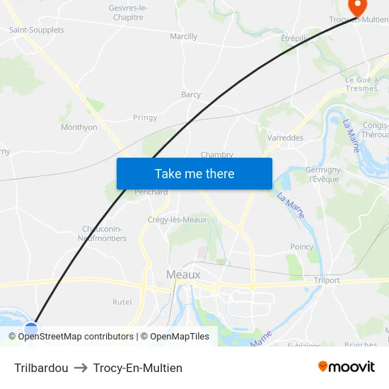 Trilbardou to Trocy-En-Multien map