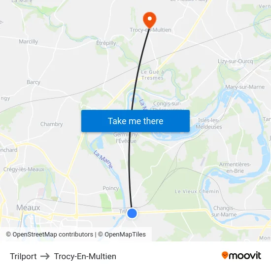 Trilport to Trocy-En-Multien map