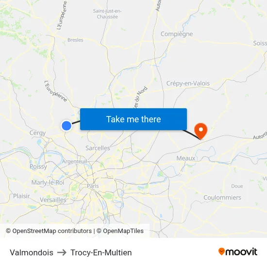 Valmondois to Trocy-En-Multien map