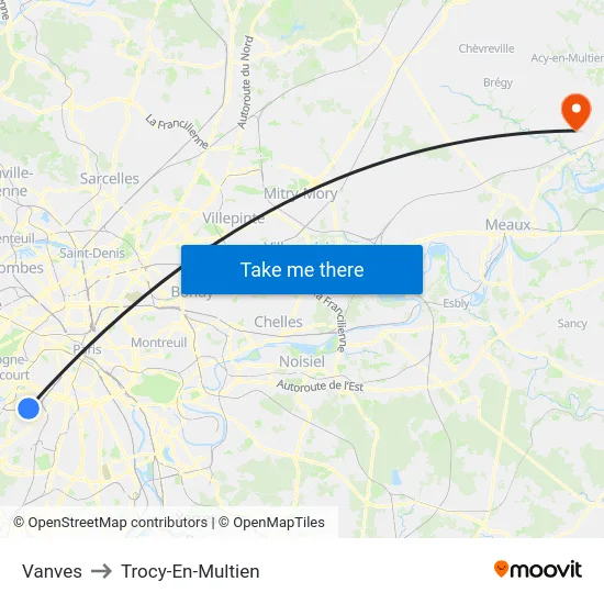 Vanves to Trocy-En-Multien map