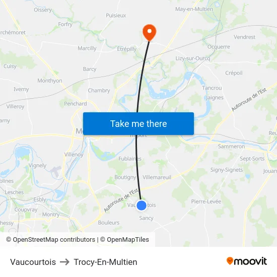 Vaucourtois to Trocy-En-Multien map