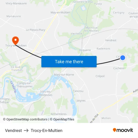 Vendrest to Trocy-En-Multien map