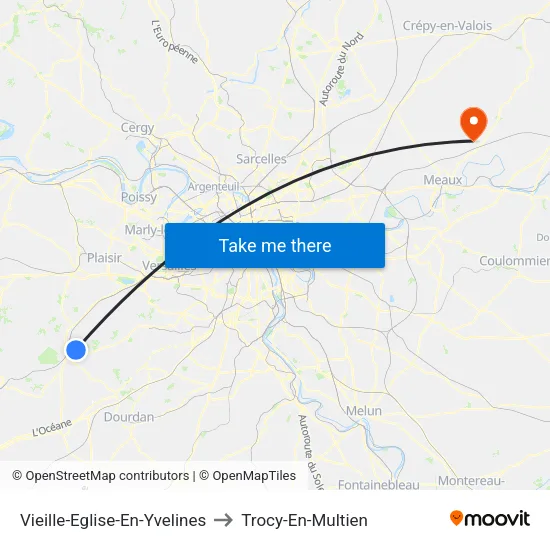 Vieille-Eglise-En-Yvelines to Trocy-En-Multien map