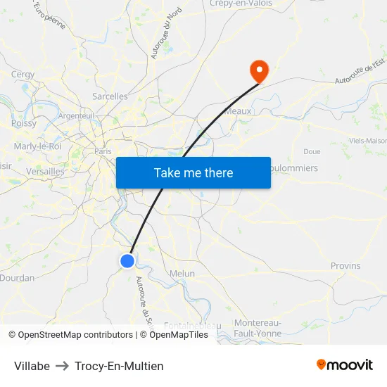 Villabe to Trocy-En-Multien map
