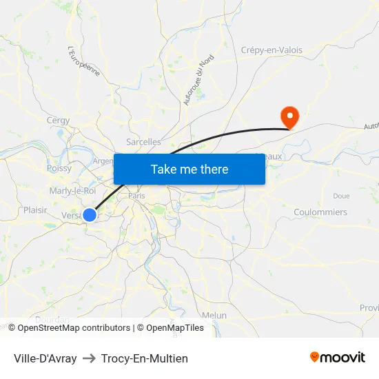 Ville-D'Avray to Trocy-En-Multien map